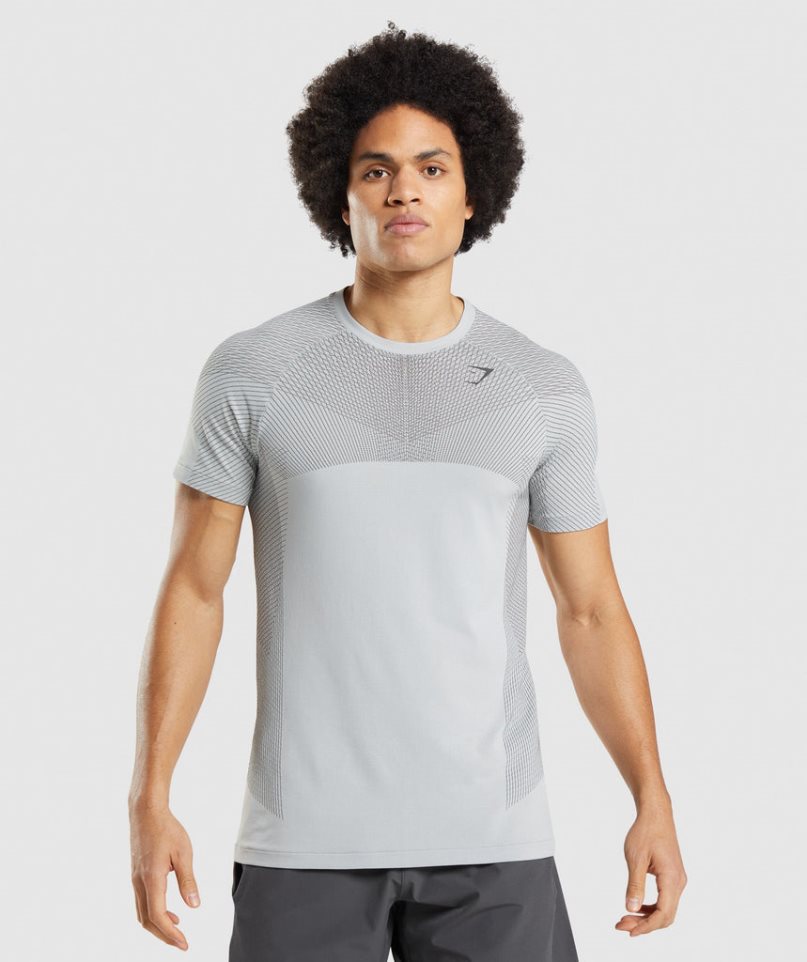 Men\'s Gymshark Apex Seamless T-Shirts Light Grey | NZ 0PATOS